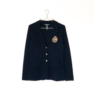 LAUREN RALPH LAUREN sweater blazer with gold crest